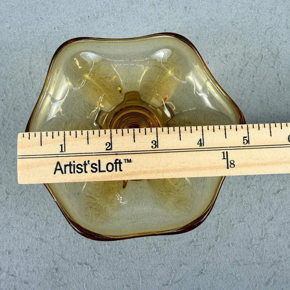 Viking Glass Amber Epic Six Petal Candle Holder MCM